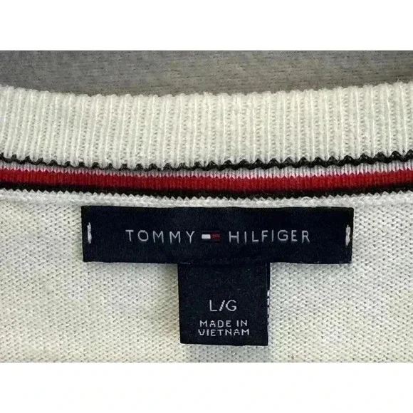 Tommy Hilfiger Women's Sz Large White Long Sleeve Reagan Woven Print‎ Sweatshirt - Picture 3 of 7